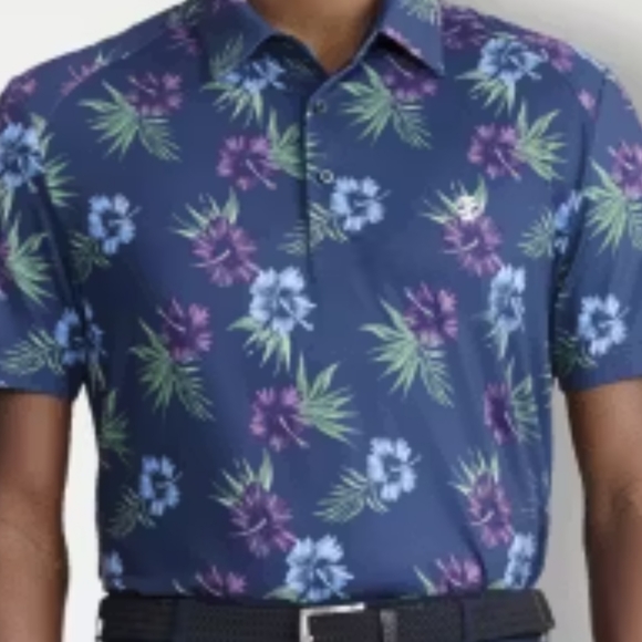Izod Trick Shot Printed Fashion Polo Shirt, Hawaiian Style, Men's XXL - Picture 1 of 12